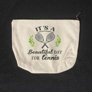 Women’s Sports White Canvas Medium Cosmetic Bag It’s A Good Day To Play Tennis